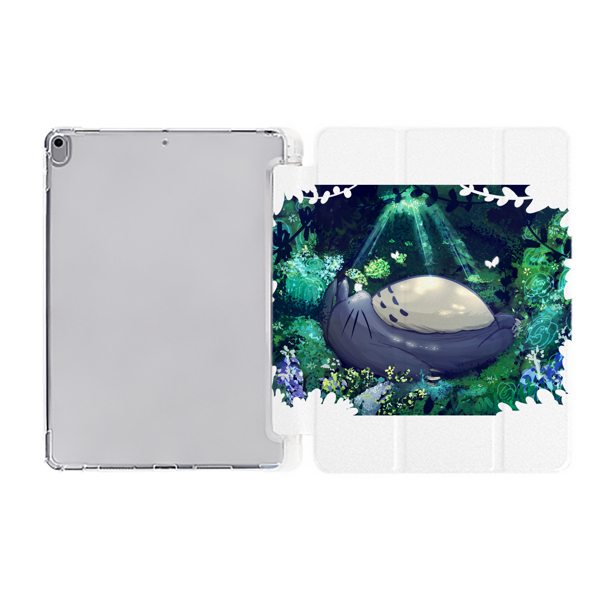 （画像用） となりのトトロ 草壁メイ 草壁サツキ My Neighbor Totoro Satsuki Kusakabe Mei Kusakabe IPad ケース ペン収納付き 三つ折りスタンド PUレザー×シリコン 対応機種9.5/10.5/10.9インチ